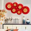 1Set Party Supplies Self-Adhesive Chinese Style Background Wall Paper Crafts DIY Fan Flower Wedding Hanging Festival Decor