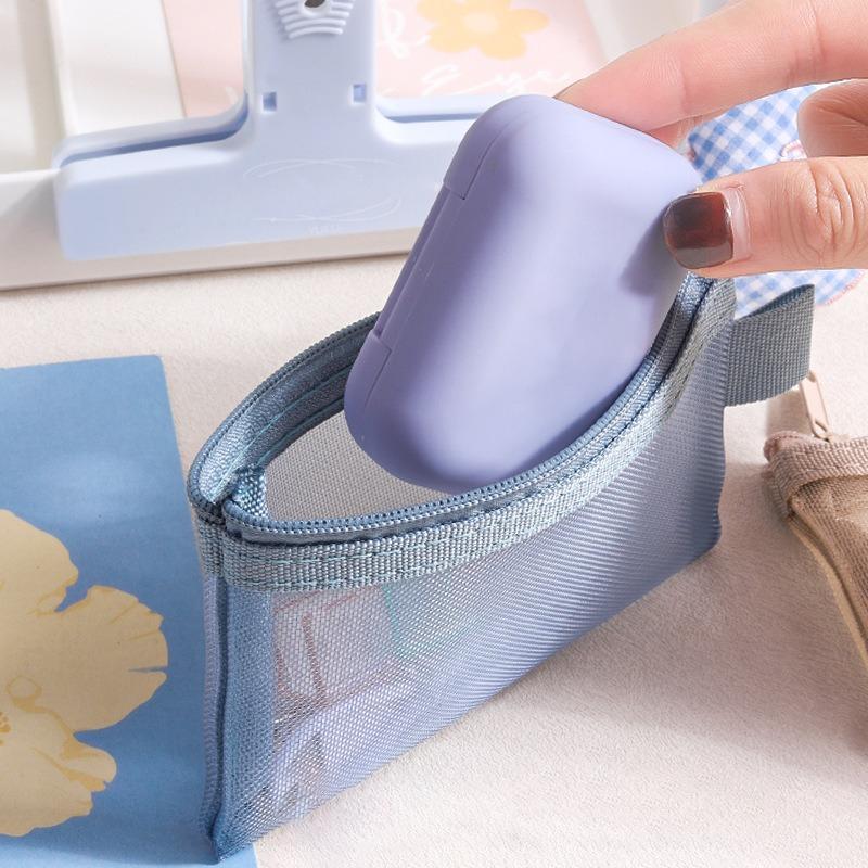 1PC Portable Mini Zipper Mesh Storage Bag New Coin Purse Small Square Mesh Coin Purse Travel Storage Carry Pouch with Zippered