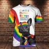 T-shirt Grafica Arcobaleno LGBT Stampa 3D Uomo Donna Casual Manica Corta Top alla Moda Carino Modello Cane Oversize Harajuku Unisex Tee