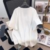 Women's Plus Size V-Neck Chiffon Short Sleeve Mid-Length Loose T-Shirt 