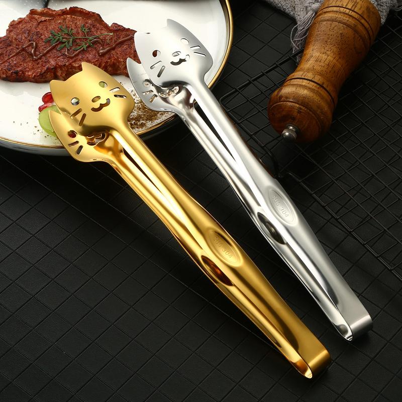 Stainless Steel Food Tongs Food Tongs For Cooking Cat Design Heavy Duty Grill Tongs For Outdoor Grill Kitchen Small Appliances