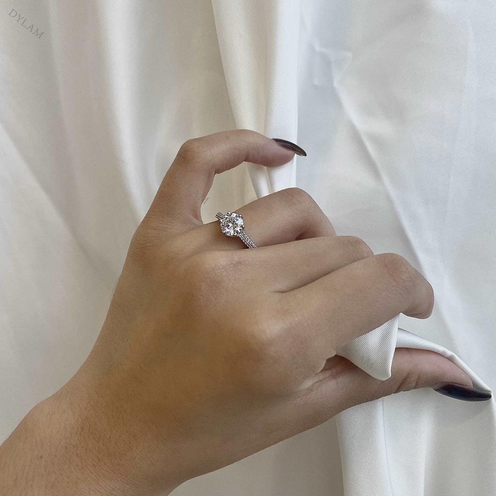 Tancise Women Classic 925 Sterling Silver Zircon Ring Ladies Jewelry Wedding Promise Party Gift