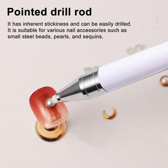 1 Zestaw Narzędzie do Podnoszenia Cyrkonii z Wkładami DIY Zdobienie Paznokci Cyrkonie Malowanie Dekoracja Kropkowanie Wymienny Woskowy Pisak Obrotowe Narzędzia do Podnoszenia Cyrkonii