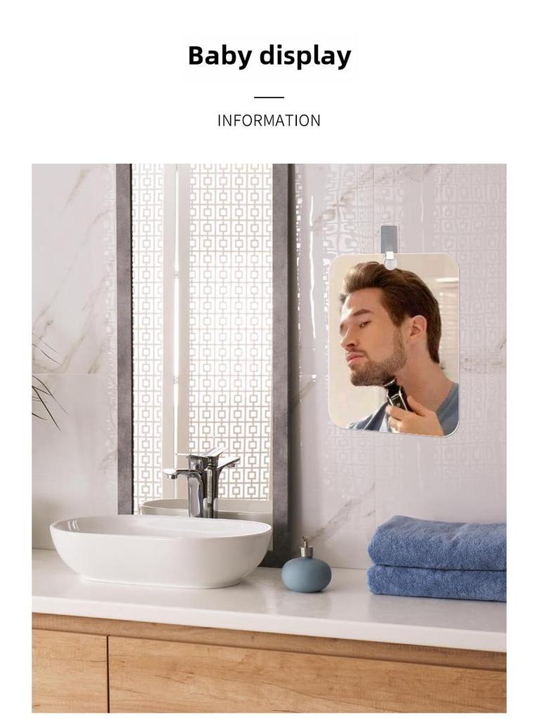 Portable Anti-Fog Shaving & Makeup Mirror for Shower and Bathroom