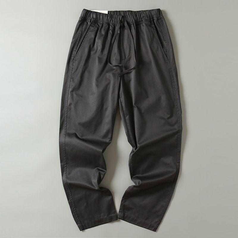 Export Factory Label Cutting Tail Single Spring and Summer Men Fashion Trendy Pure Cotton Easiest for Match Elastic Straight Ankle Length Casual Pants Gray S