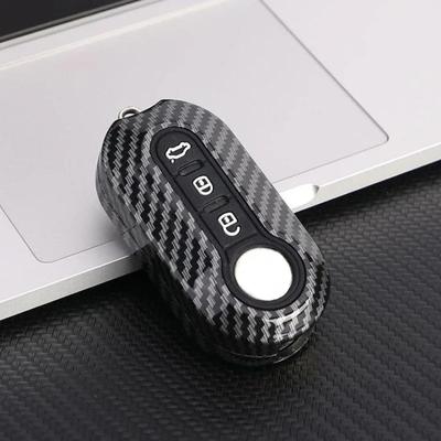 Carbon Abs Car Key Fob Shell Cover for FIAT 500 500L 500X Abarth 3-Button Folding Key Auto Keychain