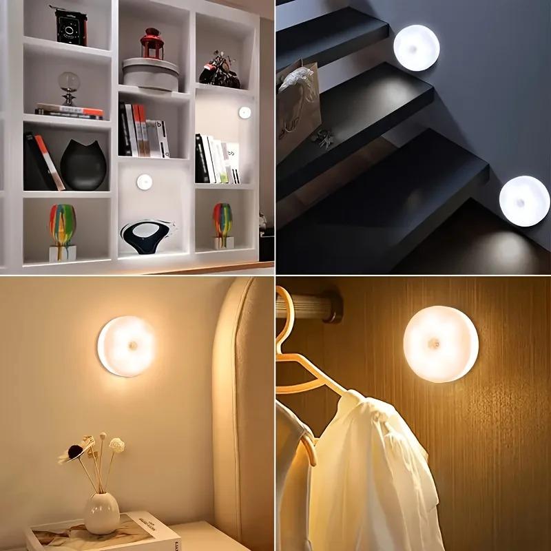 8PCS night light with motion sensor, USB charging light for cabinets and ladders, wireless, wake up at night, children's room