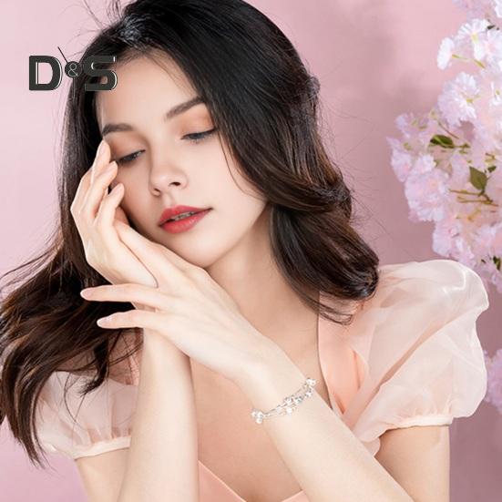 Women Bracelet Three-layered Stacking Bead Polished Pure Color Alloy Adjustable Lobster Clip Shopping Work Party Dating Wrist Chain Lady Jewelry