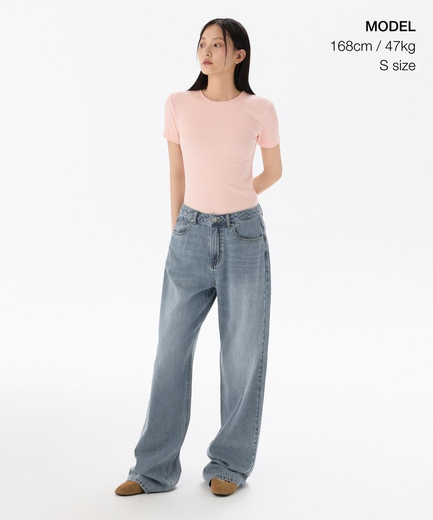 MUSINSA STANDARD WOMAN Women'S Ribbed Slim Fit T-Shirt [Rose Water]