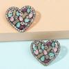 Korean Fashion Heart Metal Hollow Stud Earrings For Women Girl Luxury Bling Color Crystal Party Jewelry Aesthetic Accessories