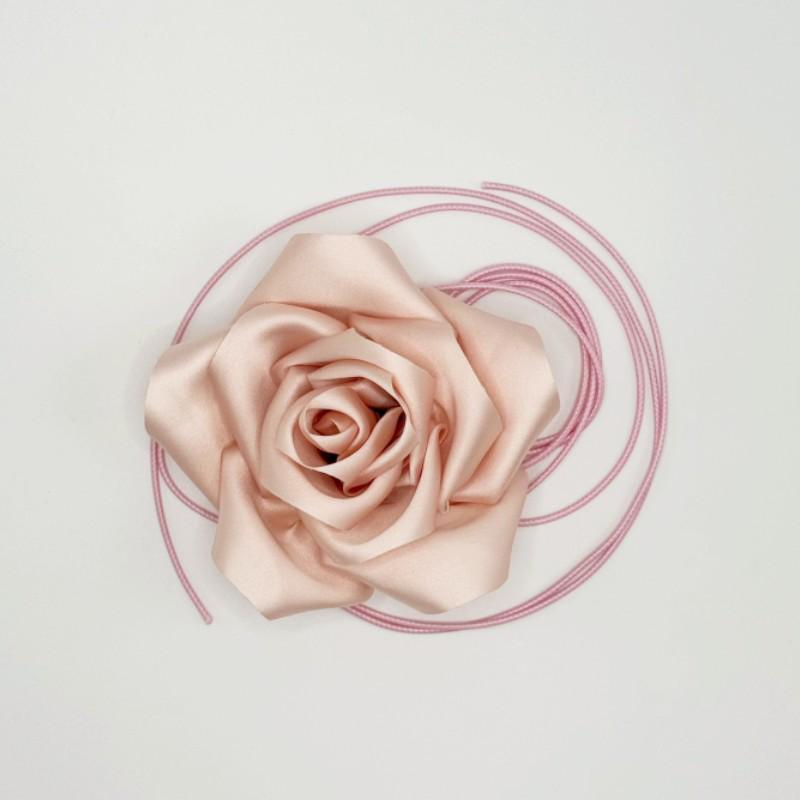 Vintage Rose Satin Flower Necklace & Hairband Choker - Versatile Women's Waist Accessory