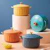Lovely Solid Stainless Steel Double-handle Covered Instant Noodle Bowl Soup Bowl Insulated Home Lunch Box Versatile In Use
