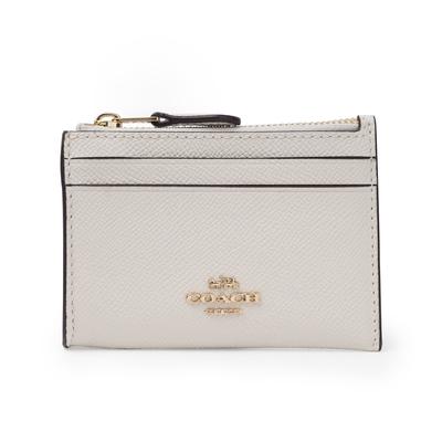 Mini Id Skinny Fashion Solid Color Brand Logo Leather Card Holder Key Pouch Women Accessories White 88250-IMCHK