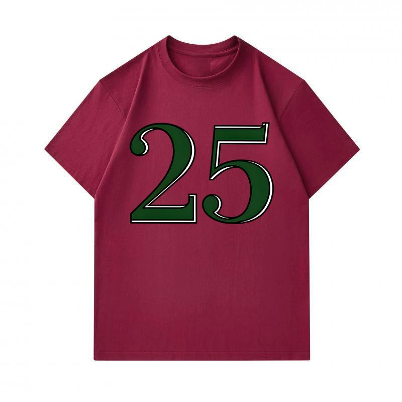 Men's 100% Cotton Crew Neck Short Sleeve T-Shirt, Casual Classic Number 25 Graphic Printed Soft Breathable Summer Daily Wear Tee for Men