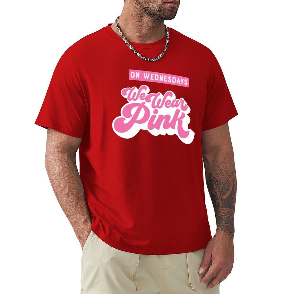 On Wednesdays We Wear Pink T-Shirt Graphic T Shirts Cotton Graphic Tees Plus Size Men Clothing