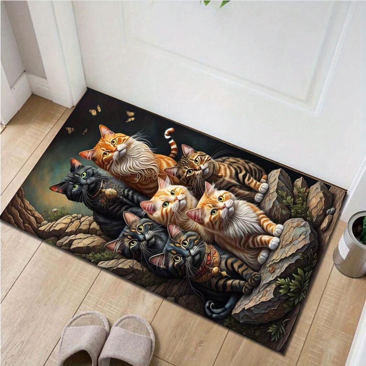 

Ultra-Soft Cat Themed Non-Slip Rug, Realistic Animal Print Polyester Mat for Living Room Bedroom Home Decor 40x60cm