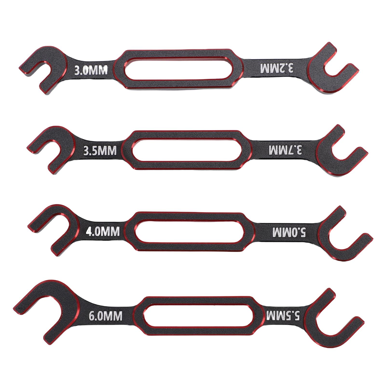 

4 Pcs RC Wrench 3.0 3.2 3.5 3.7 4.0 5.0 5.5 6.0mm Turnbuckle Nut Ball Joint Remover RC Universal Repair Tool for RC Red