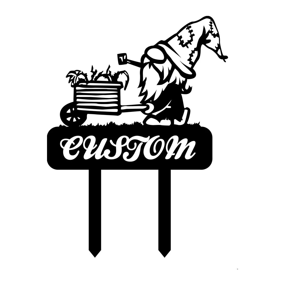 

Metal Garden Gnome Sign, Outdoor Yard Art Stake, Gardening Gift, Lawn Ornament, Iron Gnome Plaque чёрный