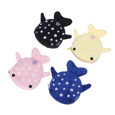 Cartoon Plush Shark Coin Purse Zero Wallet Plush Animal Wallet For Kids Zipper Coin Bag Cute Pendant Data Cable Bag Gift
