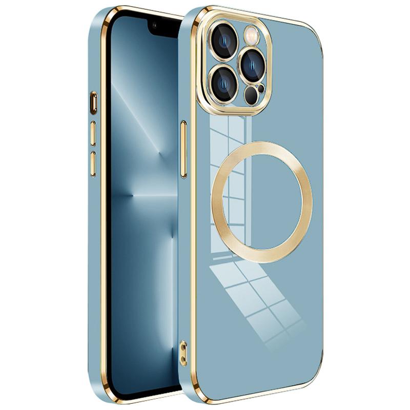 For iPhone 13 Pro Max Magnetic Phone Case Electroplating TPU Cover with Lens Film