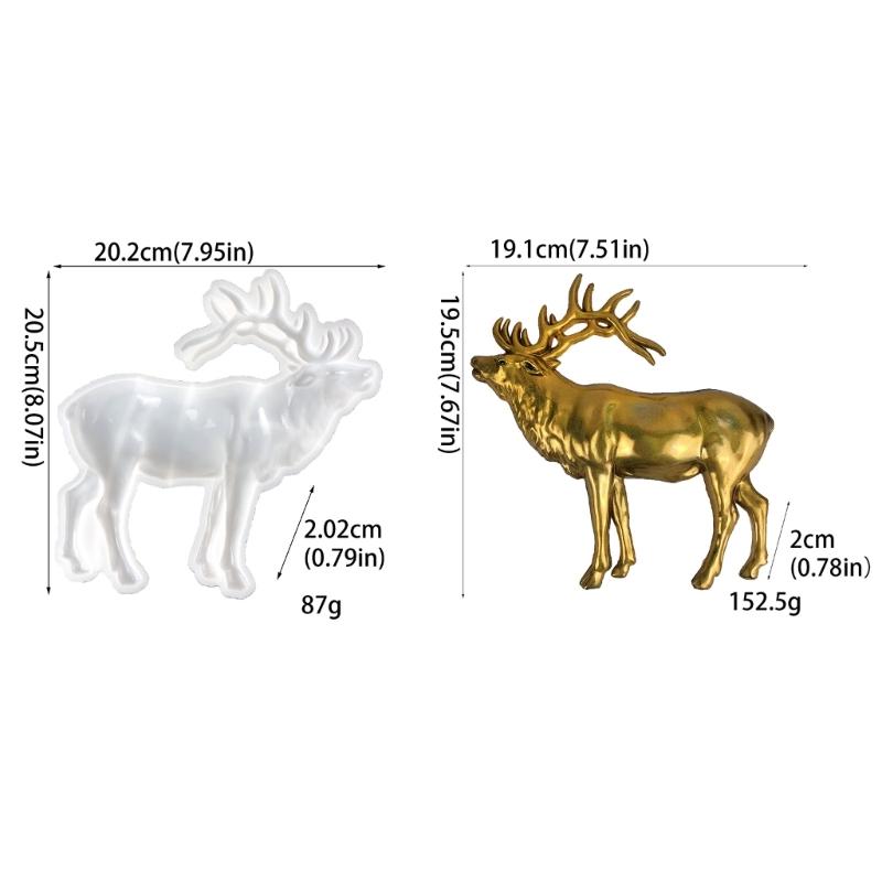 3D Animal Resin Mold Epoxy Resin Mold with Realistic Elk Shapes Fine Carved Silicone Mold for Wall Desktop Décoration