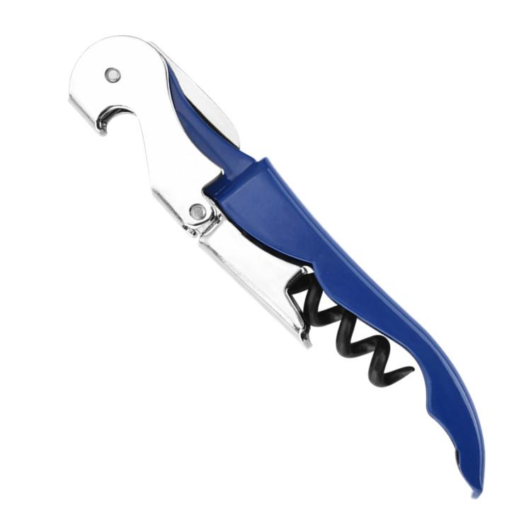 Portable Classic Double Hinged Wine Waiter Bottle Opener Corkscrew with Boomerang синий