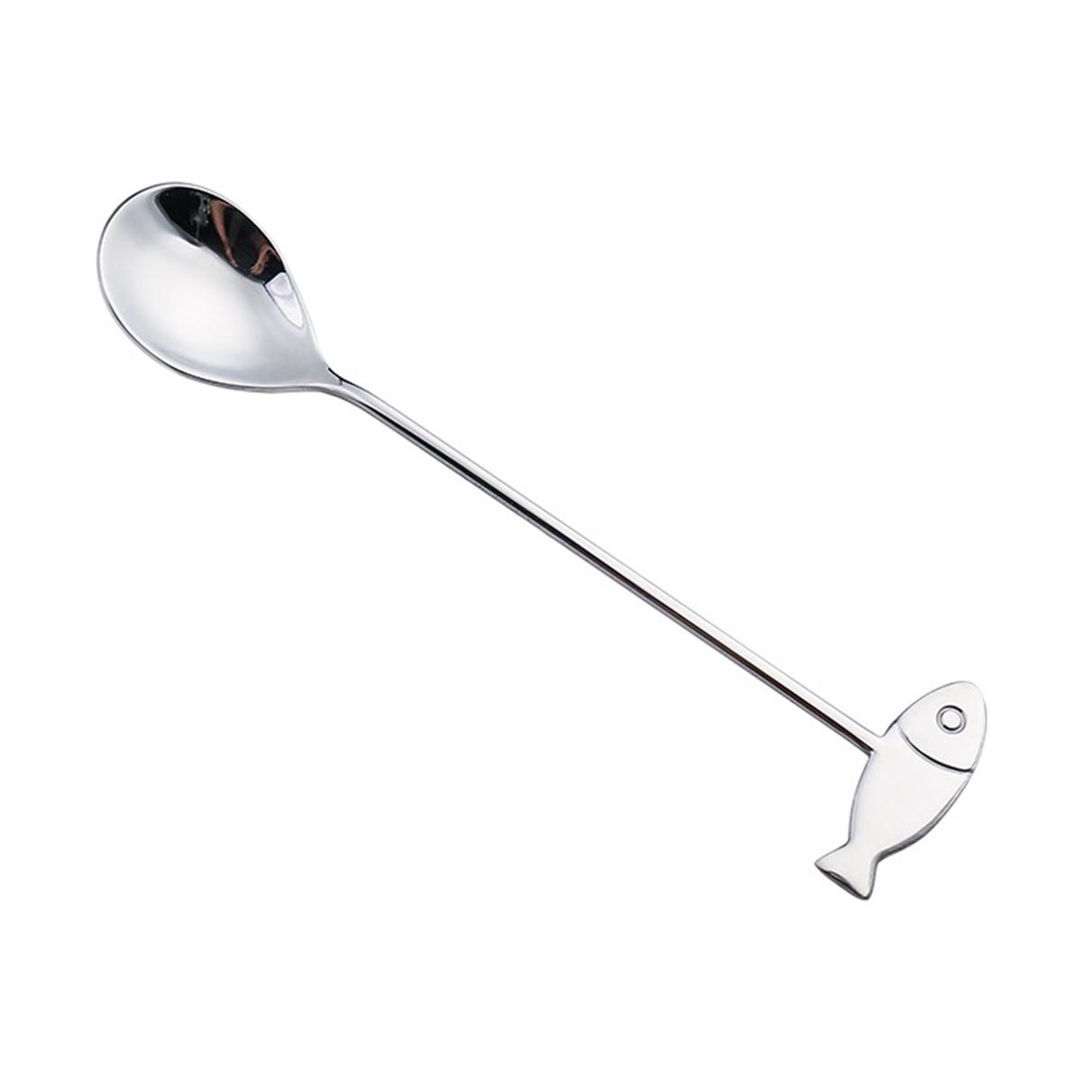 

Kitchen Drinking Stainless Steel Cat Mixing Milk Spoon Stirring Tool Teaspoon Coffee Accessories silver 1