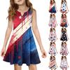 Girl Summer Dress Color & Print Sleeveless Dress With Pocket Casual Dress Sleeveless Party Dress Independence Day
