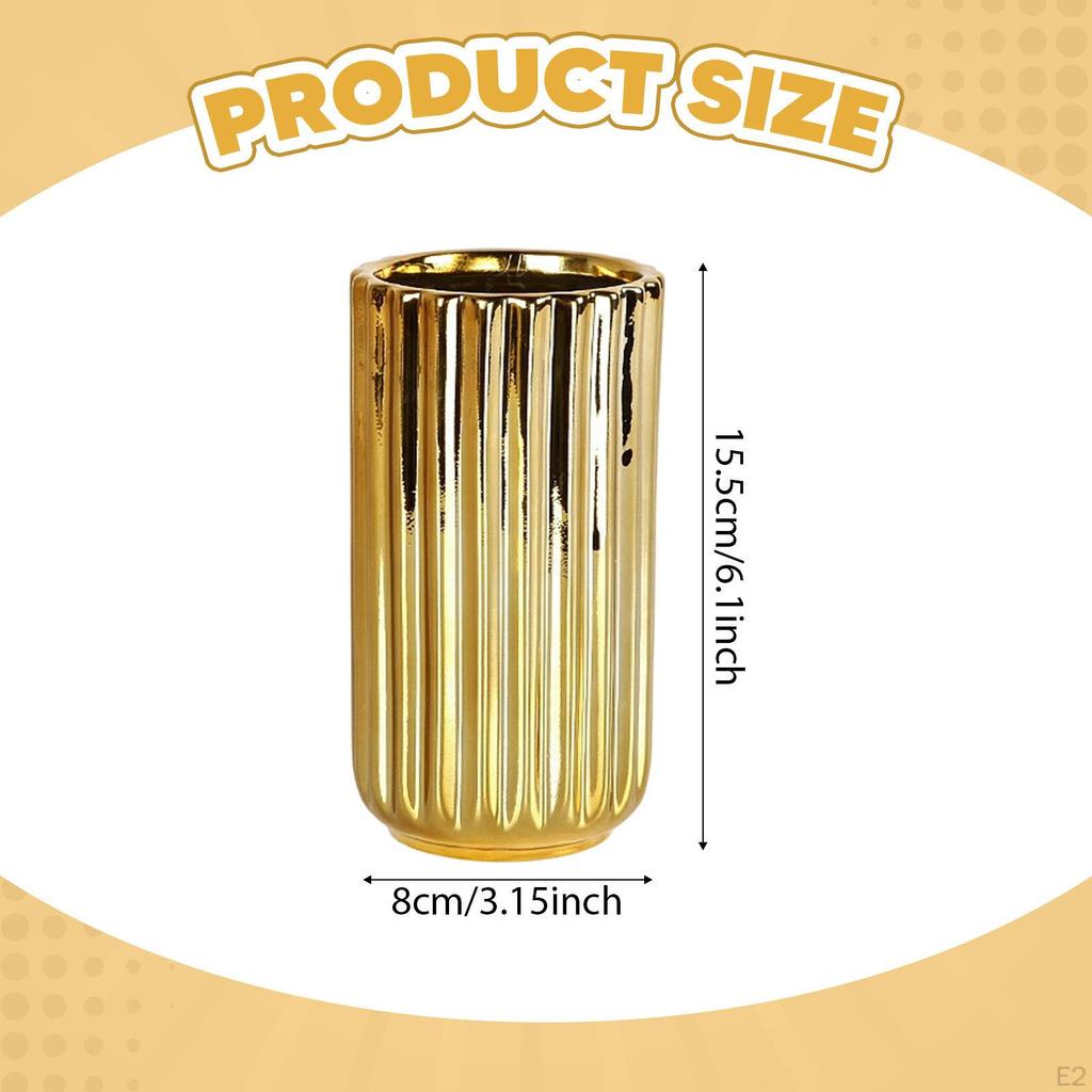 Goldene Keramik Blumenvase Zylinder Topf Bauernhaus Geschenk Minimalistischer Pflanzenhalter Blumenarrangement für