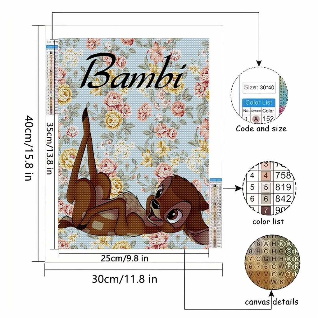 5D Diy Diamond Painting Bambi The Fawn Full Drill Rhinestones Mosaic Embroidery Handmade Products Home Decor Gift