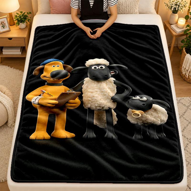 Flannel BlanketShaun the Sheep Warm Soft Throw Blanket for Indoor Sofa Bed Living Room Use