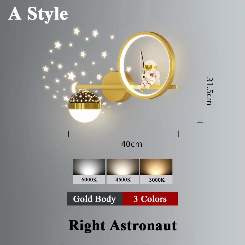 

Modern Home Children s Moon Cartoon Background Wall Lighting Minimalist Creative Astronaut Bedroom Bedside Sconce Lamps for Room 3 Colors Light