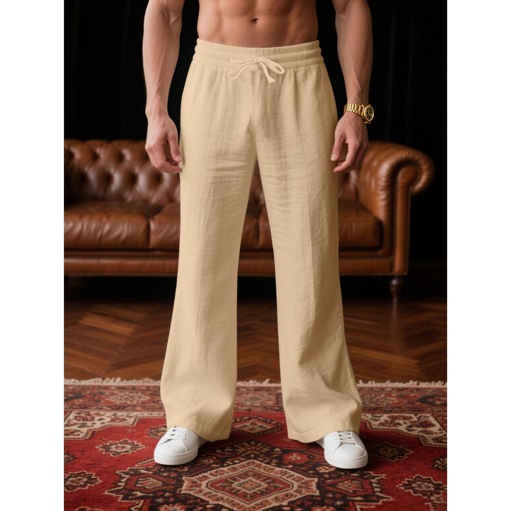 Men's Loose Casual Flared Trousers All Seasons Thin Color Vacation Sports Jogging Pants