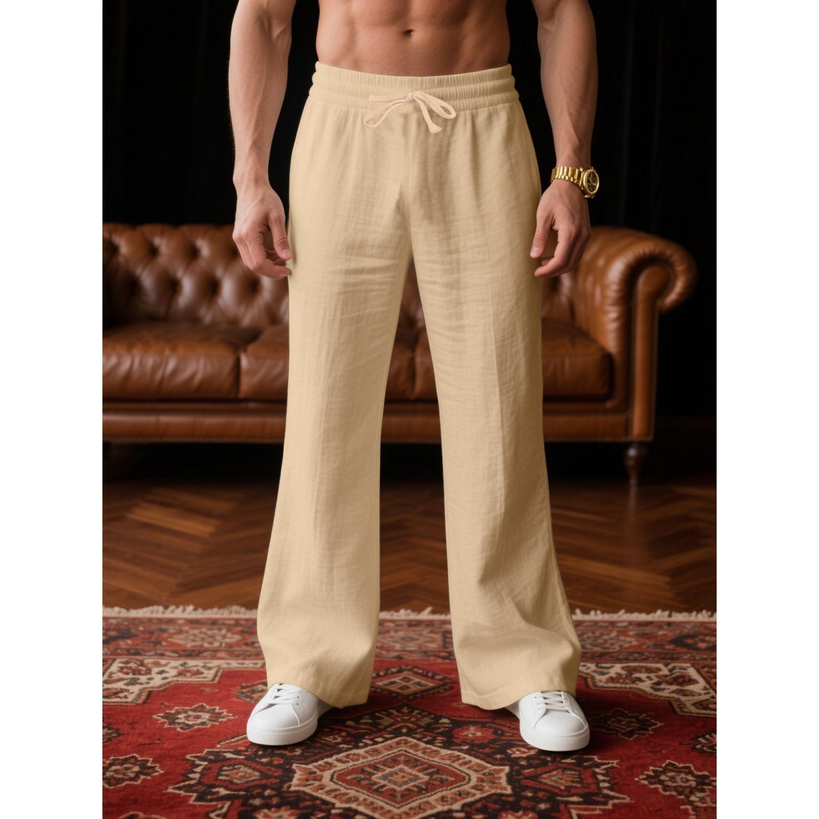 

Men s Loose Casual Flared Trousers All Seasons Thin Color Vacation Sports Jogging Pants L хакі