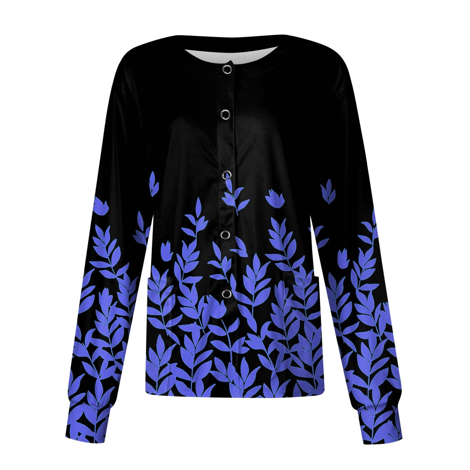 

Женский повседневный однобортный однобортный защитная одежда с цветочным принтом и принтом листьев, кардиган с длинными рукавами XXXXXL