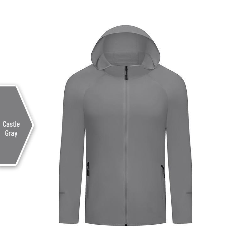 Unisex Lightweight Windbreaker Jacket - Autumn Long Sleeve, Quick-Dry, Windproof, Four-Way Stretch Hoodie. 4XL серого замка