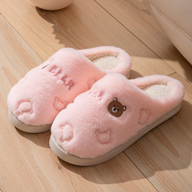 Cotton slippers men's women's autumn and winter new indoor home thick bottom non-slip warm plush silent slippers