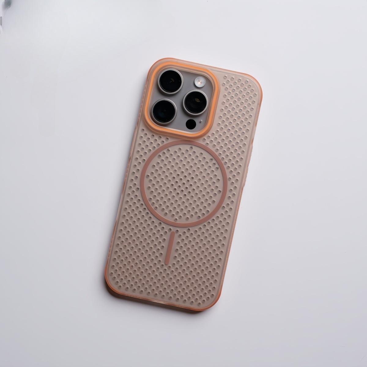 

Heat dissipation and breathability Suitable for iPhone17 thin ring magnetic suction mobile phone case Apple 16 contrasting color frame anti-drop iPhone 17