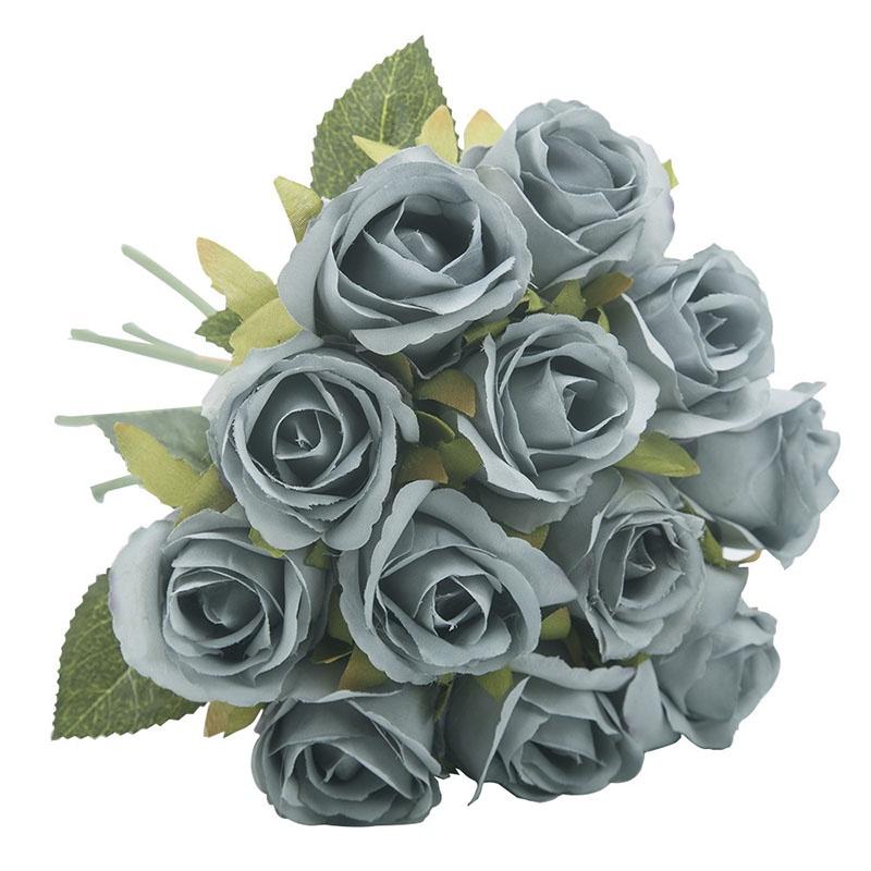 12head Artificial Rose Bouquet Silk Flowers Wedding Party Home Decoration