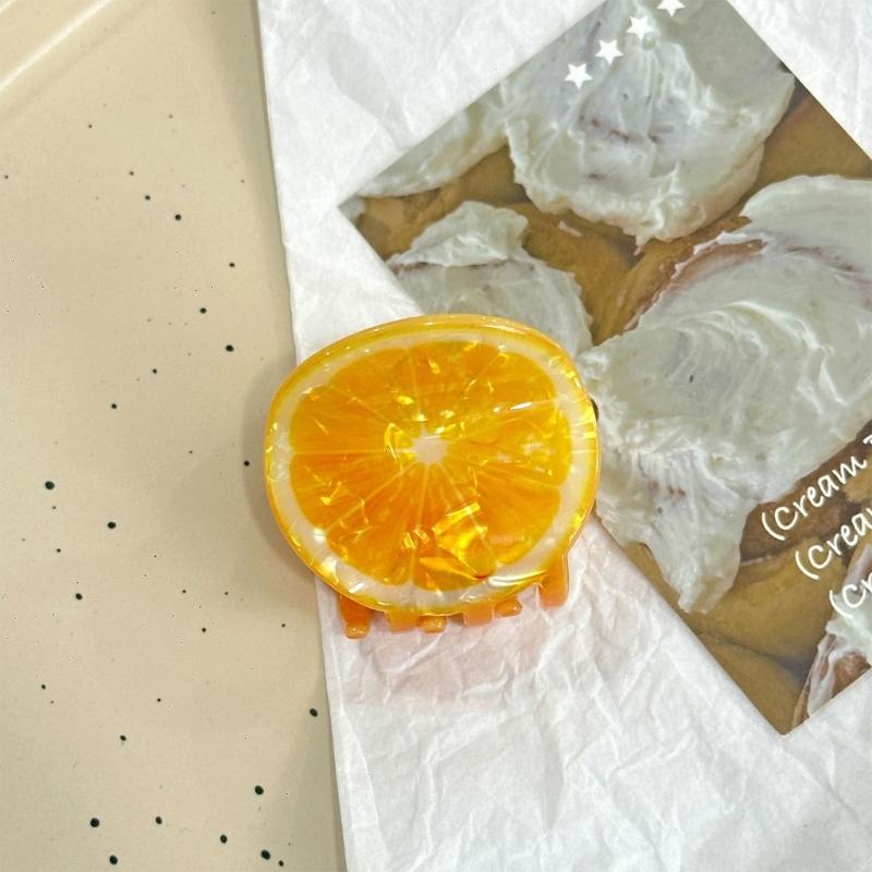 Slip proof Hair Clips Acrylic  Half Up Hair Accessories With Fruit Theme For Sports Travel Daily Use
