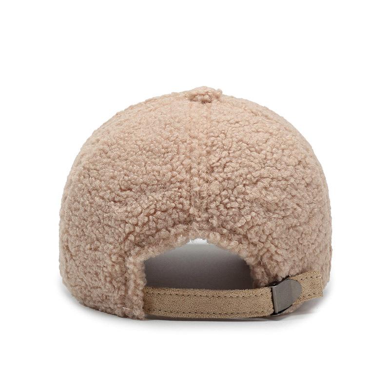 Gorra de Béisbol de Invierno para Hombre Mujer Bordado de Letras Gorra de Lana de Cordero Gorra Cálida