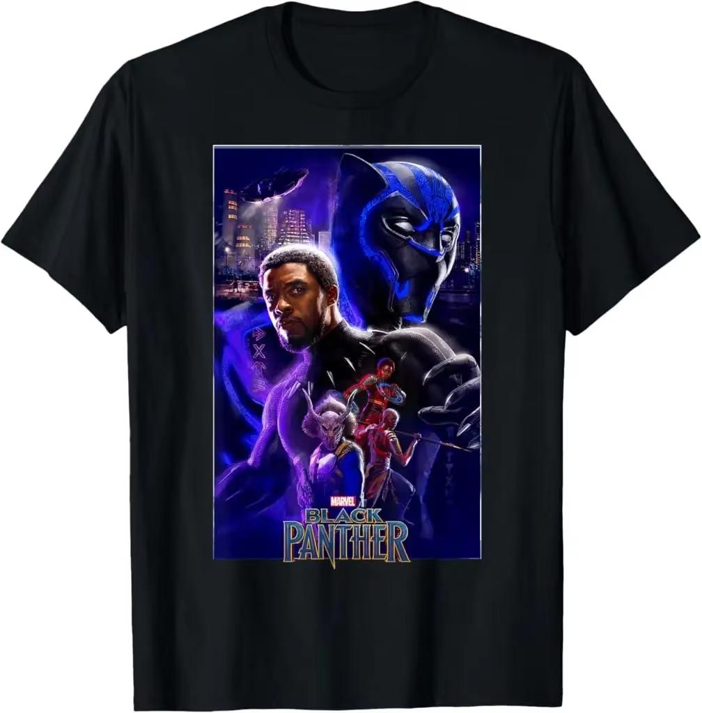 Marvel Black Panther comic pattern Tshirt highquality pure cotton shortsleeved Tshirt comfortable and casual printed S