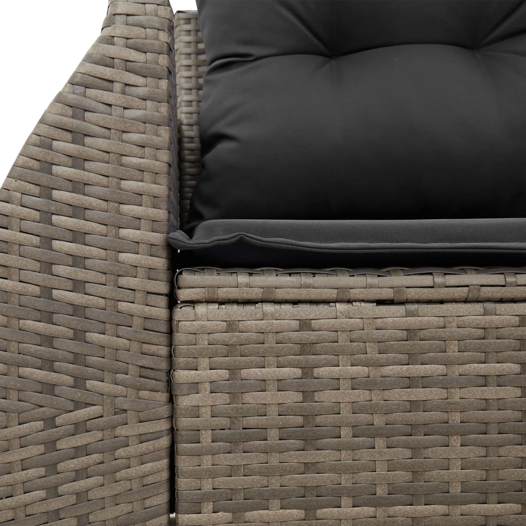 Vidaxl Gartensofa mit Kissen, 2-Sitzer, Grau, Polyrattan