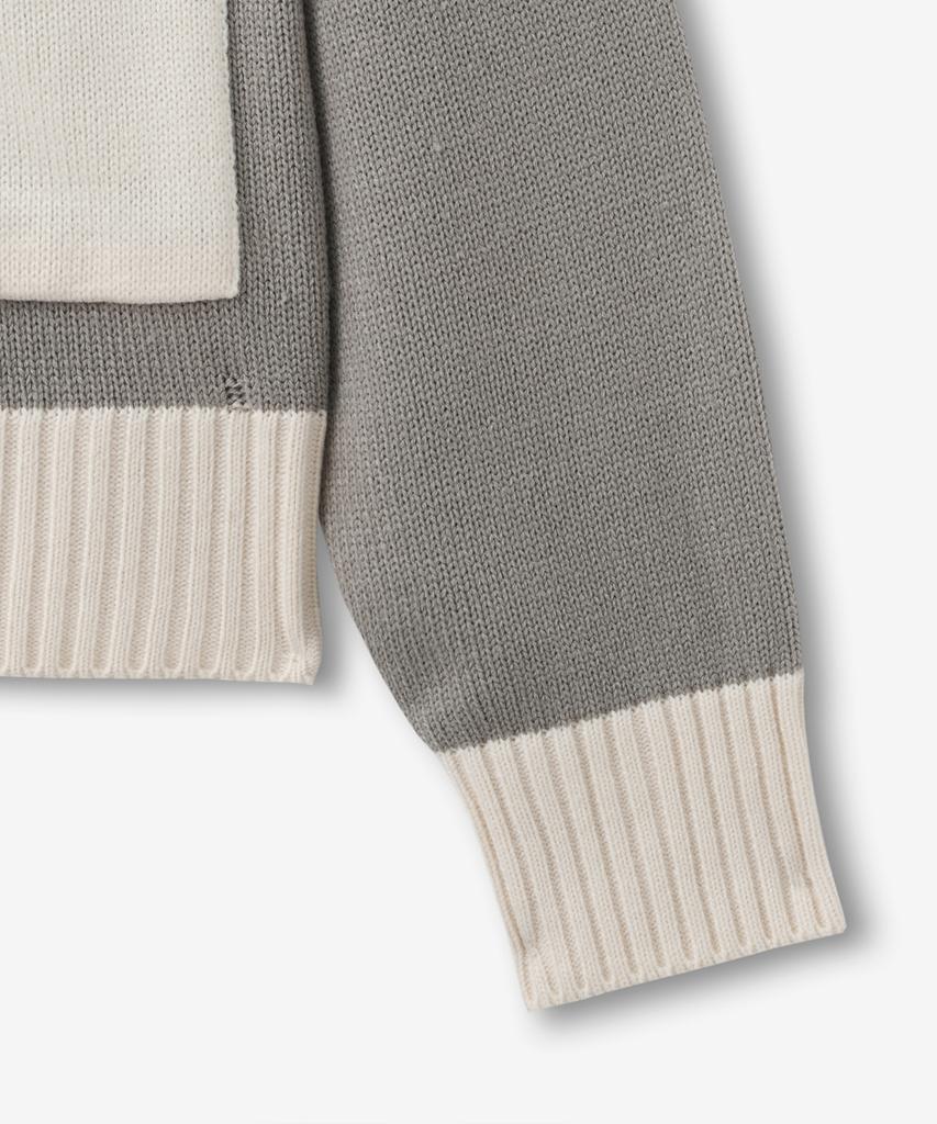 BLOND9 Shawl Collar Coloration Knit Zip-Up_Gray
