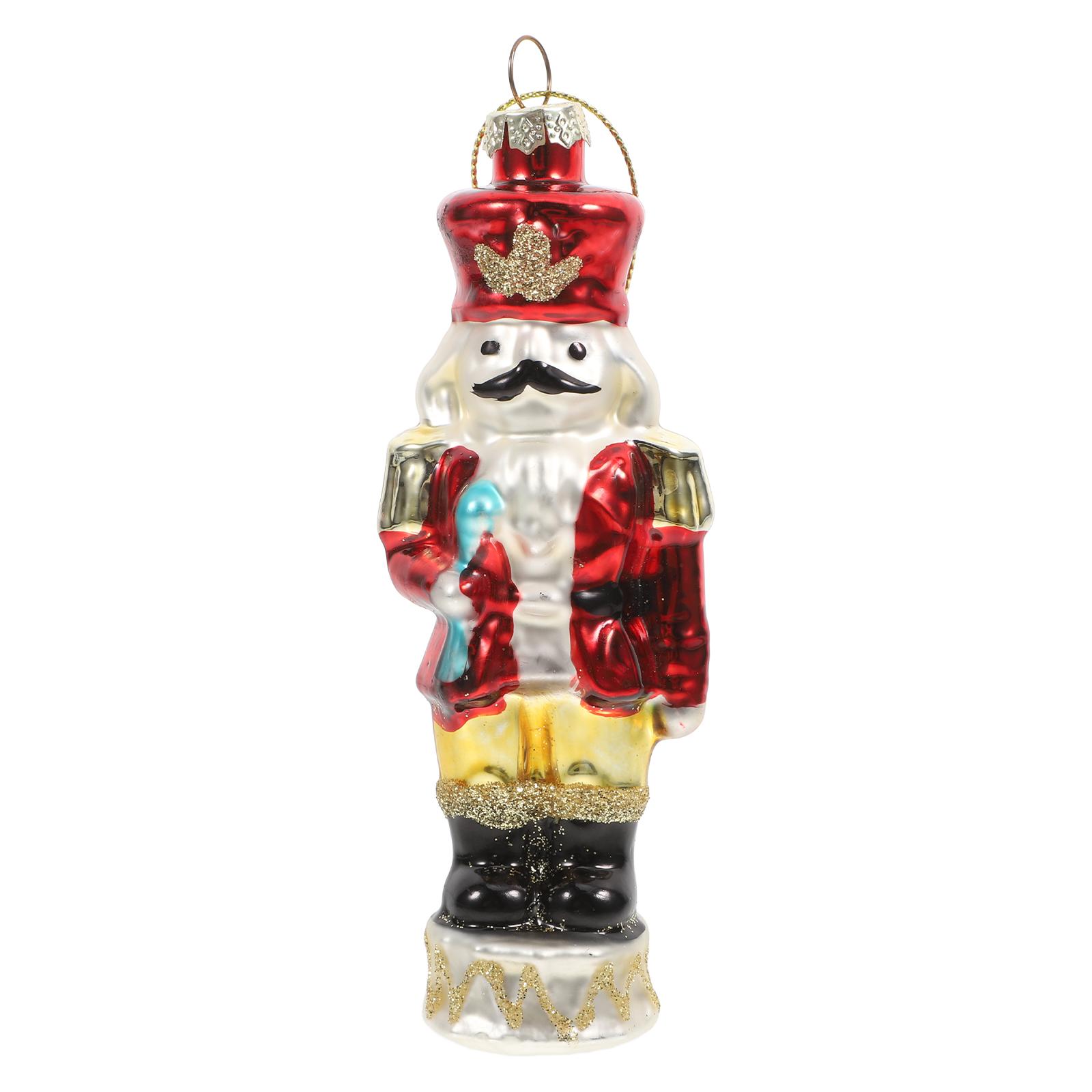 Glass Nutcracker Soldier Ornament Xmas Decor Creative Hanging Glass Nutcracker Ornament Christmas Tree Decoration Party Supply