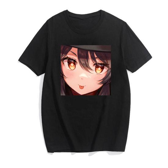 Dark Gothic Short Sleeve T-shirt Cute Cartoon Girl Streetwear Simple Casual Top Retro Loose E-Girl Summer Short Sleeve T-shirt