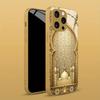 Golden architectural pattern glass phone case suitable for iPhone 17 16 15 14 13 12 11 Pro Max Plus anti drop and shockproof