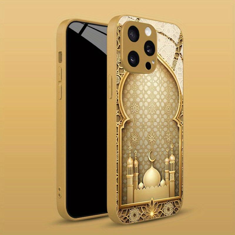 Golden architectural pattern glass phone case suitable for iPhone 17 16 15 14 13 12 11 Pro Max Plus anti drop and shockproof