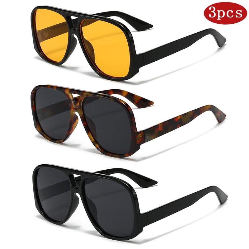 1/3pcs Oversized Women Double Bridges Sunglasses Fashion UV400 Protection Outdoor Driving Beach Travel Sun Glasses