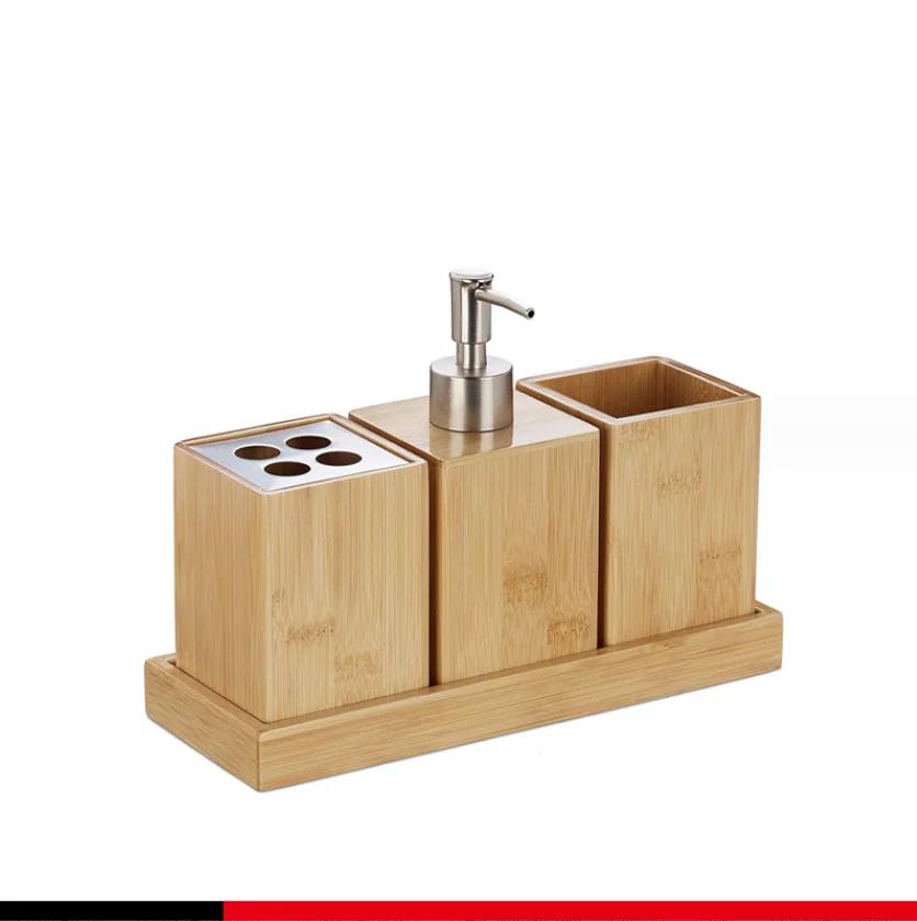 

Bathroom wooden bamboo bath storage box soap dispenser Hotel toiletries set Bathroom set
